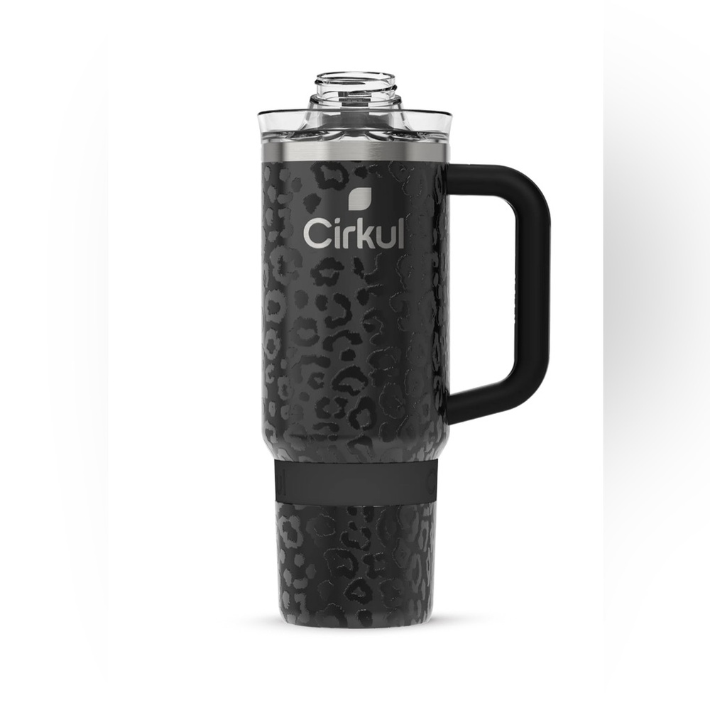 Cirkul 30oz StrawSip Double-Wall Insulated Stainless Steel Tumbler Black Leopard